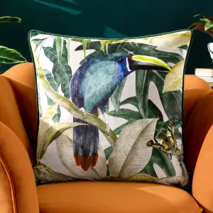 Wylder Rampha Tropical Velvet Piped Polyester Filled Cushion