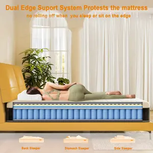 25cm Double Mattress Hybrid Pocket Sprung Memory Foam Skin-Friendly Individually Wrapped Coil Mattresses Medium Firm Double (4'6)