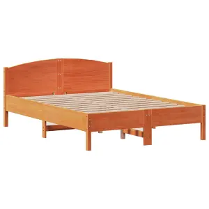 Berkfield Bed Frame without Mattress Wax Brown 150x200 cm King Size Solid Wood Pine