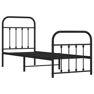 Berkfield Metal Bed Frame with Headboard and Footboard Black 75x190 cm