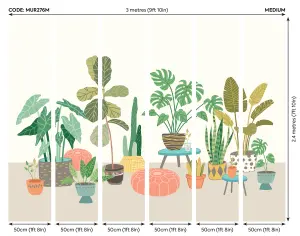 Origin Murals Houseplant Pots Grey Matt Smooth Paste the Wall Mural 300cm Wide X 240cm High