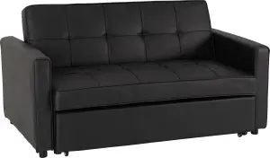 Astoria Sofa Bed in Black Faux Leather Contemporary and minimalist