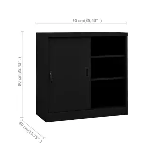 Berkfield Office Cabinet with Sliding Door Black 90x40x90 cm Steel