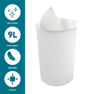 JVL Antibac Toilet Brush and White Plastic Bin - White