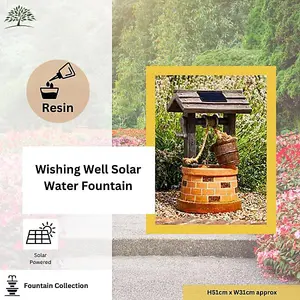 Vintage Style Water Fountain - Solar Powered Resin Wishing Well Colour Recycling Water Feature