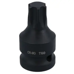 T60 1/2in Drive Male Torx Star Impacted Impact Shallow Stubby Socket