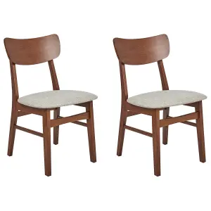 Set of 2 Dining Chairs ANOKA Rubberwood Taupe