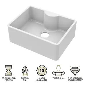 595mm - Single Bowl Butler Kitchen Sink - with Tap Ledge