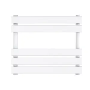 Rinse Bathrooms 800x450mm White Designer Flat Panel Electric Heated Towel Rail Thermostatic Timer Bathroom Towel Radiator 400W