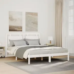 Berkfield Extra Long Bed Frame without Mattress White 140x210 cm Solid Wood