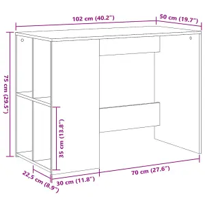 Berkfield Desk Grey Sonoma 102x50x75 cm Engineered Wood