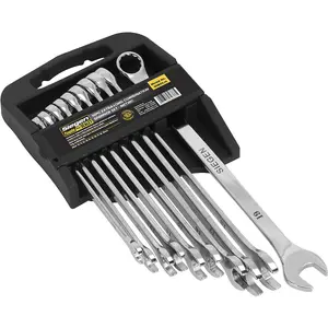 10-Piece Extra Long Metric Combination Spanner Set with Slim Handle