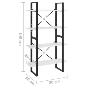 Berkfield 4-Tier Book Cabinet White 80x30x140 cm Engineered Wood