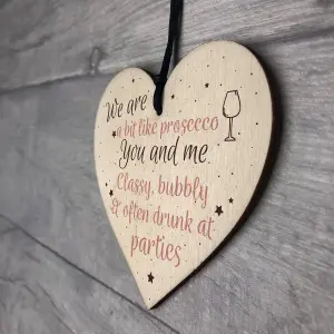 Red Ocean Prosecco Gift For Her Friendship Best Friend Sign Wooden Heart Plaque Novelty Birthday