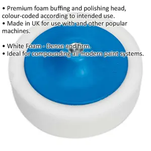 Buffing & Polishing Foam Head - 150 x 50mm - 5/8" UNC Thread - Dense & Firm