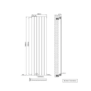 Rinse Bathrooms Vertical Radiators 1600x408mm Flat Panel Column Designer Radiator White Single Radiators Central Heating