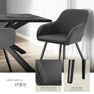 Dining Chair Marilyn - corduroy look, upholstered, armchair, continuous backrest - anthracite/black