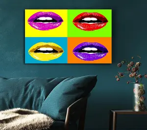 Vibrant Pop Art Lips Canvas Print Wall Art - Medium 20 x 32 Inches