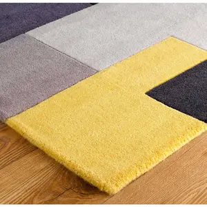 Melrose Lexus Yellow Soft Natural Wool Low Pile Small Runner Rug 090/150cm