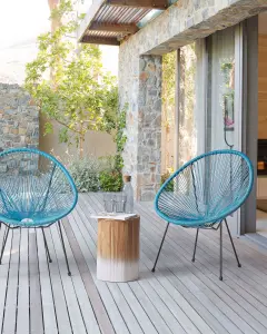 Set of 2 Garden Chairs ACAPULCO II PE Rattan Blue