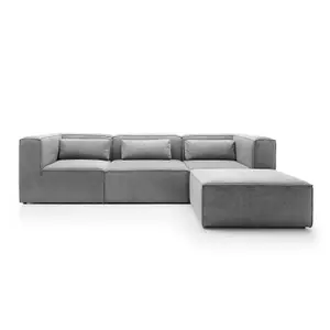 Doris Modular Corner Sofa in Light Grey Cord Chenille