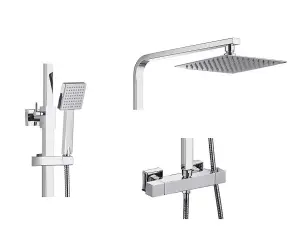 Aquarius RainLux Eco Square Adjustable Exposed Bar Shower System Chrome