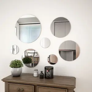 vidaXL 7 Piece Wall Mirror Set Round Glass