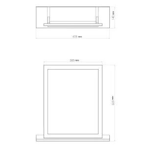 Linear Green Rectangular Freestanding Framed mirror, (H)50.5cm (W)48cm