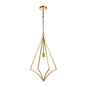 Elstead Feiss Nico Wire Frame Pendant Ceiling Light Burnished Brass