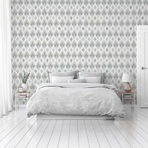 Arthouse Scandi Diamond Silver Wallpaper