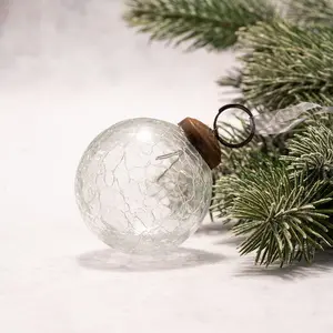 Crackle Glass Bauble (Set of 3) Clear / 5cm H x 5cm W x 5cm D