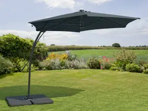 Garden Store Direct 2.7m Garden Parasol Sun Shade Hanging Umbrella Cantilever with Easy Up Function - Black