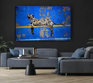 Blue Leopard Canvas Print Wall Art - Medium 20 x 32 Inches