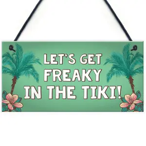 Red Ocean Freaky In The Tiki Novelty Hanging Tiki Bar Decor Signs For Home Bar or Garden