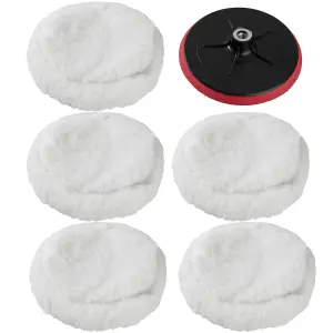 Buffer Pads - 5 polishing pads 220 mm, super soft, M14 polishing head 180 mm - white