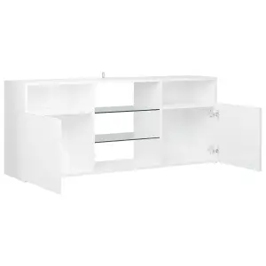 vidaXL TV Cabinet with LED Lights High Gloss White 120x30x50 cm