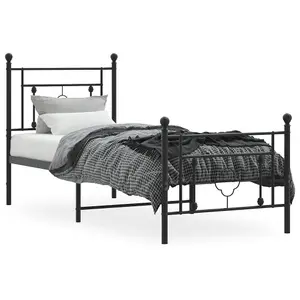 Berkfield Metal Bed Frame without Mattress with Footboard Black 75x190cm