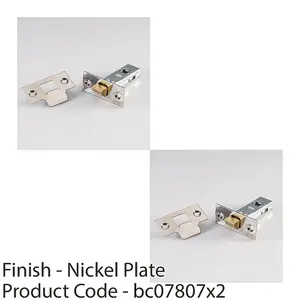 2 PACK - 64mm Standard Tubular Door Latch Square Strike Plate & Forend Polished Nickel