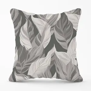 Grey Floral Leaves Cushions 60cm x 60cm