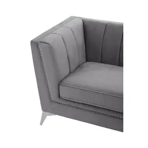 Interiors by Premier Hansa Three Seat Grey Velvet Sofa