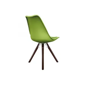 Soho Green Plastic Dining Chair with Pyramid Dark Wood Legs