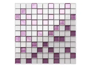 Glass mosaic on mesh for bathroom or kitchen 300mm x 300mm - Lilac orchid