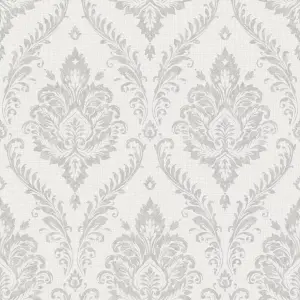 Grandeco Classical Grand Damask Textured Wallpaper, Grey