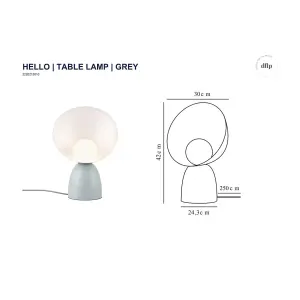 Nordlux DFTP Hello Indoor Living Dining Bedroom Table Lamp In Grey (Diam) 30cm