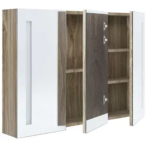 Berkfield LED Bathroom Mirror Cabinet 89x14x62 cm Oak