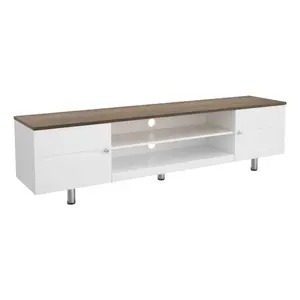 AVF Whitesands 1.9m TV Stand (Satin White & Wood)