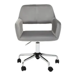 Interiors by Premier Brent Grey Velvet And Chrome Base Home Office Chair