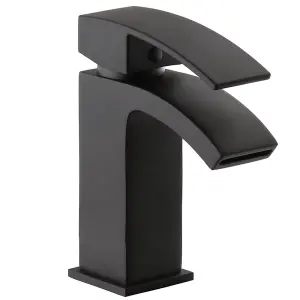 Bathroom Tap Modern Square Black Basin sink Mijas Mono Mixer