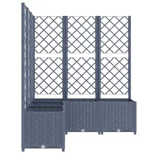 Berkfield Garden Planter with Trellis Dark Grey 120x120x136 cm PP