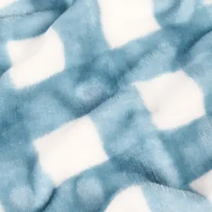 Ultra Soft Fleece Throw Over Blanket Sofa Check Gingham, Blue - 120 x 150cm